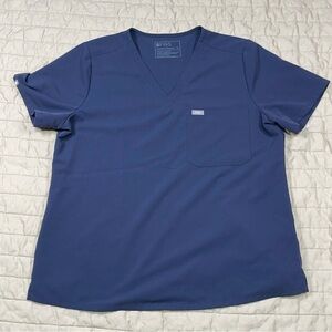 FIGS Scrub Top Size XL Quiet Navy Blue Technical Collection Pocket VNeck Po#2185